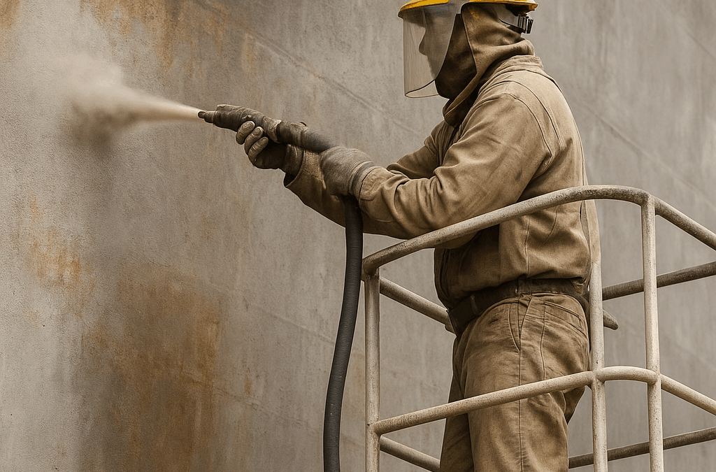 Wykorzystanie zwyżek w piaskowaniu konstrukcji z betonu i stali