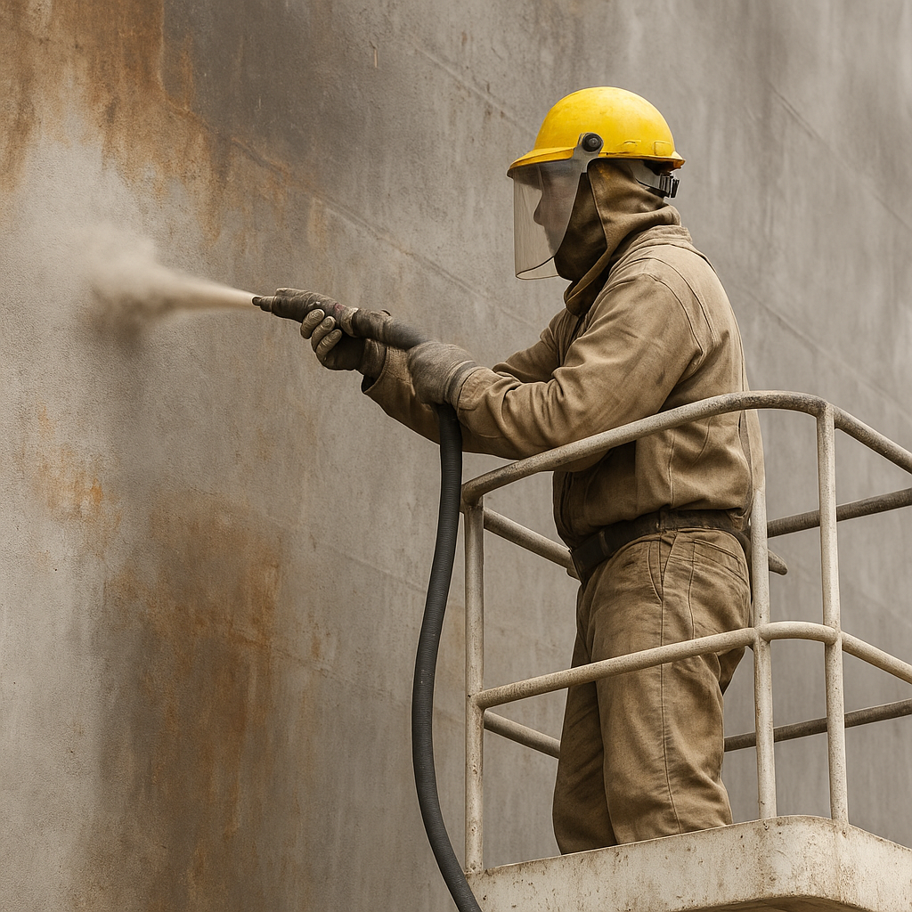 piaskowanie z wykorzystaniem zwyżki